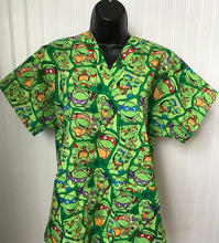 Load image into Gallery viewer, TMNT Teenage Mutant Ninja Turtles Faces Medical Scrub Top Unisex Style for Men & Women