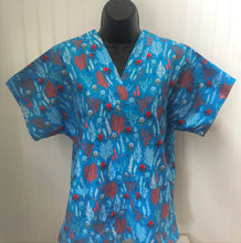 Load image into Gallery viewer, Nautical Medical Scrub Top Beautiful Coral Reef Octopus Life Unisex Style for Men & Women