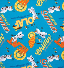 Load image into Gallery viewer, Frozen OLAF Chillin' in the Sunshine Beach Fabric Unisex Medical Surgical Scrub Caps Men & Women Tie Back and Bouffant Hat Styles