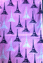 Load image into Gallery viewer, Paris Eiffel Tower Travels Black White on Pink Fabric Nurse Medical Scrub Top Unisex Style for Men & Women
