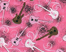 Load image into Gallery viewer, Guitars PINK Fabric Unisex Medical Surgical Scrub Caps Men & Women Tie Back and Bouffant Hat Styles