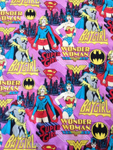 Load image into Gallery viewer, Superhero Girl Power Wonder Woman Bat Woman Super Girl Pink Fabric Nurse Medical Scrub Top Unisex Style for Men & Women