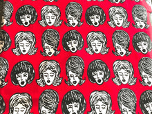 Load image into Gallery viewer, etro Women with Bouffant Hair in a Row on Red Fabric Hair Dresser Cosmetology Nurse Medical Scrub Top Unisex Style for Men & Women