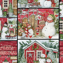 Load image into Gallery viewer, Merry Christmas Snowman Village Medical Scrub Top Unisex Style for Men & Women