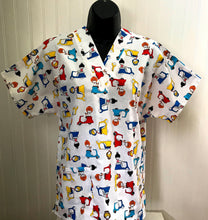 Load image into Gallery viewer, Retro Vespa Medical Scrub Top Girls on Scooters Unisex Style Shirt for Men & Women
