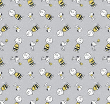 Load image into Gallery viewer, Peanuts Characters Snoopy Woodstock Charlie Brown Gray Fabric Nurse Medical Scrub Top Unisex Style for Men & Women