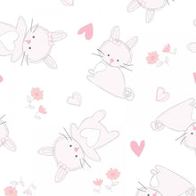 Load image into Gallery viewer, Love Bunny Rabbits with Hearts & Flowers Medical Scrub Top Easter Unisex Style for Men & Women