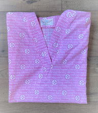 Load image into Gallery viewer, Football Steelers Medical Scrub Top Pink Unisex Relaxed Fit Men's Scrub Top Women's Scrub Top