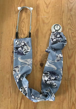 Load image into Gallery viewer, NBC Nightmare Before Christmas Jack & Sally Characters Gray Fabric Stethoscope sock cover for Medical Professionals