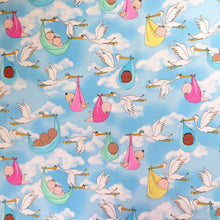 Load image into Gallery viewer, Special Delivery Stork Delivering Babies Nursery Fabric Nurse Medical Scrub Top Unisex Style for Men & Women