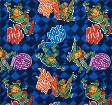 Load image into Gallery viewer, TMNT Teenage Mutant Ninja Turtles Donatello Michaelangelo Raphael Leonardo Skateboarding Blue Fabric Nurse Medical Scrub Top Unisex Style for Men & Women