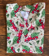Load image into Gallery viewer, Christmas Medical Scrub Top Red Truck Christmas Tree Unisex Style for Men & Women