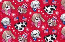 Load image into Gallery viewer, USA Patriotic Pups Dogs Unisex Medical Surgical Scrub Caps Men &amp; Women Tie Back and Bouffant Hat Styles
