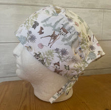 Load image into Gallery viewer, Bambi, Flower &amp; Thumper Forest Fabric Unisex Medical Surgical Scrub Caps Men &amp; Women Tie Back and Bouffant Hat Styles

