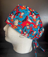 Load image into Gallery viewer, Superman Packed Super Hero Justice League Unisex Medical Surgical Scrub Caps Men &amp; Women Tie Back and Bouffant Hat Styles
