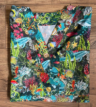 Load image into Gallery viewer, Hawaiian Ocean Sea Life Dolphins Coral Reef Medical Scrub Top Unisex Style for Men &amp; Women
