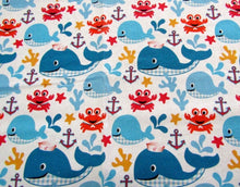 Load image into Gallery viewer, NAUTICAL WHALES TALE CRABS ANCHOR INSPIRED Unisex Medical Surgical Scrub Caps Men &amp; Women Tie Back Bouffant Hat Styles 
