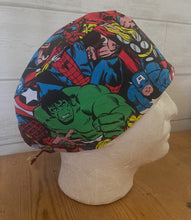 Load image into Gallery viewer, Super Heroes Packed Characters Captain America Iron Man Thor Hulk Unisex Medical Surgical Scrub Caps Men &amp; Women Tie Back and Bouffant Hat Styles
