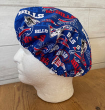 Load image into Gallery viewer, BUFFALO BILLS FOOTBALL BLUE PENNANTS Unisex Medical Surgical Scrub Caps Men &amp; Women Tie Back and Bouffant Hat Styles
