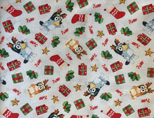 Load image into Gallery viewer, CHRISTMAS HOLIDAY BLUEY &amp; BINGO REINDEERS Cartoon light blue Medical Scrub Top Unisex Style for Men &amp; Women
