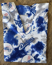 Load image into Gallery viewer, Baseball LA Dodgers Tie Dye Fabric Medical Relaxed Scrub Top Unisex Style Men's Scrub Top Women's Scrub Top
