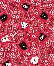 Load image into Gallery viewer, RED BANDANA DOGS FABRIC Cat and Dogs Bandana Easy Slide over collar
