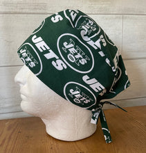 Load image into Gallery viewer, NEW YORK JETS FOOTBALL Unisex Medical Surgical Scrub Caps Men &amp; Women Tie Back and Bouffant Hat Styles
