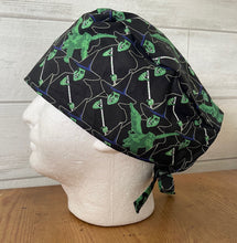 Load image into Gallery viewer, Wizard of Oz Wicked Witch of the West Flying Monkeys Green Black Fabric Unisex Medical Surgical Scrub Caps Men &amp; Women Tie Back Bouffant Hat Styles
