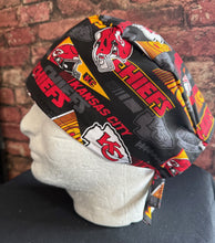 Load image into Gallery viewer, KANSAS CITY CHIEFS FOOTBALL Unisex Medical Surgical Scrub Caps Men &amp; Women Tie Back and Bouffant Hat Styles
