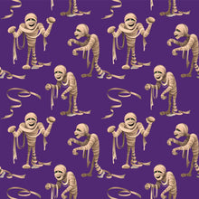 Load image into Gallery viewer, Halloween Medical Scrub Top Terrifying Mummy Purple Unisex Style for Men &amp; Women
