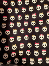Load image into Gallery viewer, SKELETON SMALL SKULLS WITH BOWS Black Fabric Unisex Medical Surgical Scrub Caps Men &amp; Women Tie Back and Bouffant Hat Styles
