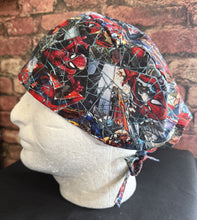 Load image into Gallery viewer, Spider-Man Mosaic Digital Printed Fabric Unisex Medical Surgical Scrub Caps Men &amp; Women Tie Back and Bouffant Hat Styles
