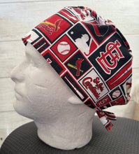 Load image into Gallery viewer, St Louis Cardinals Baseball Fabric Unisex Medical Surgical Scrub Caps Men &amp; Women Tie Back and Bouffant Hat Styles
