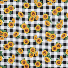 Load image into Gallery viewer, Sunflower Buffalo Check Medical Scrub Top Floral Fabric Unisex Relaxed Style for Men &amp; Women
