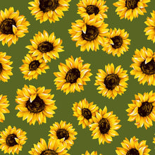 Load image into Gallery viewer, Sunflower Flower on Green Medical Scrub Top Floral Fabric Unisex Relaxed Style for Men &amp; Women
