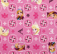 Load image into Gallery viewer, Frozen Sisters Elsa &amp; Anna Sisters Shimmer of Glitter Pink Fabric Nurse Medical Scrub Top Unisex Style for Men &amp; Women *LAST ONE
