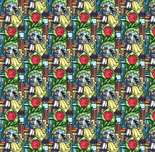 Load image into Gallery viewer, Beauty and the Beast Beautiful Stained Glass Window Tiles Fabric Nurse Medical Scrub Top Unisex Style for Men &amp; Women
