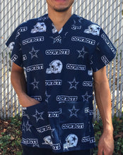Load image into Gallery viewer, Football Cowboys Medical Scrub Top Unisex Relaxed Fit Style Men's Scrub Top &amp; Women's Scrub Top
