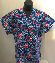 Load image into Gallery viewer, Baseball Chicago Cubs Bear Medical Relaxed Scrub Top Unisex Style Men's Scrub Top Women's Scrub Top
