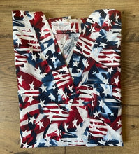 Load image into Gallery viewer, Patriotic  Medical Scrub Top American USA Flags Stars &amp; Stripes Unisex Style for Men &amp; Women
