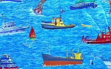 Load image into Gallery viewer, Nautical Harbor Boats, Ferry &amp; Tug Boats Nurse Medical Scrub Top Unisex Style for Men &amp; Women
