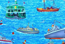 Load image into Gallery viewer, Nautical Medical Scrub Top Harbor Boats, Ferry &amp; Tug Boats Unisex Style for Men &amp; Women
