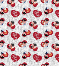 Load image into Gallery viewer, I LOVE LUCY Ricky &amp; Lucy Heart TV Show Fabric Unisex Medical Surgical Scrub Caps Men &amp; Women Tie Back and Bouffant Hat Styles
