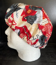 Load image into Gallery viewer, French Rooster Country Patch Large Print Fabric Unisex Medical Surgical Scrub Caps Men &amp; Women Tie Back and Bouffant Hat Styles
