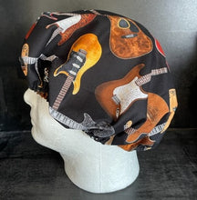 Load image into Gallery viewer, Guitars Electric &amp; Acoustic Fabric Unisex Medical Surgical Scrub Caps Men &amp; Women Tie Back and Bouffant Hat Styles
