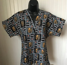 Load image into Gallery viewer, Hockey Vegas Golden Knights Medical Scrub Top Unisex Relaxed Style Men's Scrub Top &amp; Women's Scrub Top
