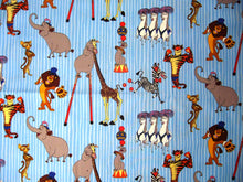 Load image into Gallery viewer, Madagascar Medical Scrub Top Circus Animals Blue Stripe Unisex Style for Men &amp; Women
