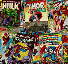 Load image into Gallery viewer, Super Heroes Comic Book Covers AVENEGERS Characters Captain America Iron Man Thor Spider-Man Hulk Unisex Medical Surgical Scrub Caps Men &amp; Women Tie Back and Bouffant Hat Styles
