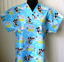 Load image into Gallery viewer, Size XS Mickey Mouse Live Love Surf Medical Scrub Top Unisex Style Shirt for Men &amp; Women *IN STOCK *READY TO SHIP
