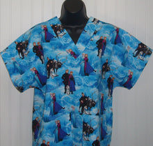 Load image into Gallery viewer, Frozen Medical Scrub Top Sisters Elsa Anna Olaf Kristoff Unisex Style for Men &amp; Women
